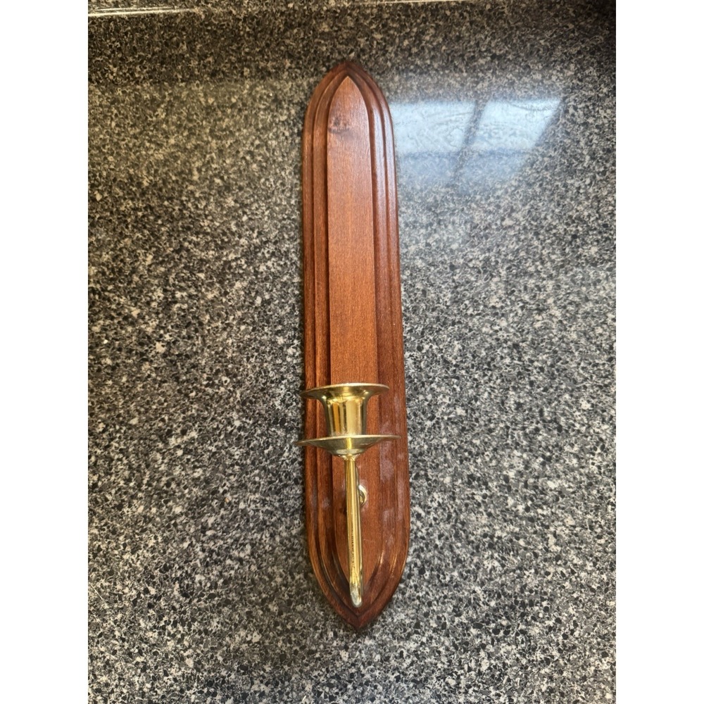 Vintage HOME INTERIORS Homco Wall Sconce Candle Holder‎ Solid Wood 18"